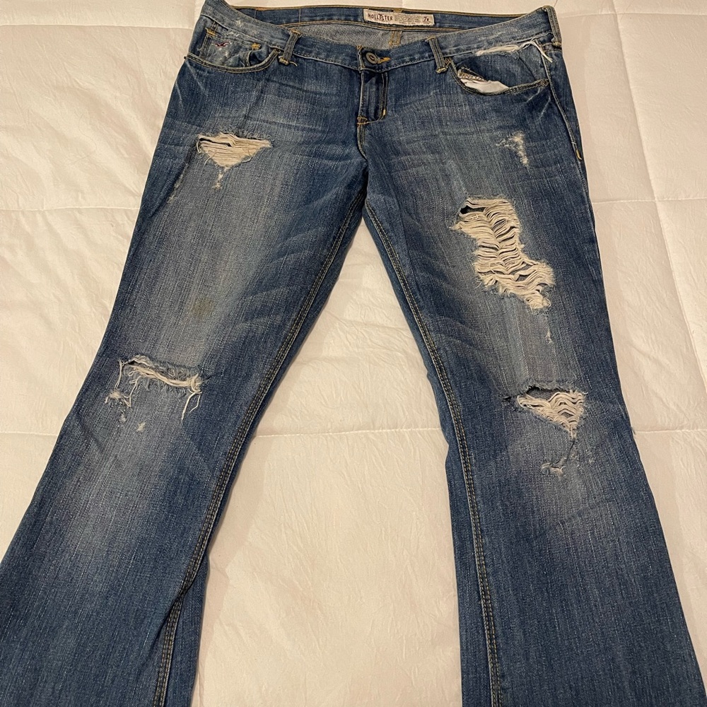 Hollister Cali Flare Distressed Blue Jeans